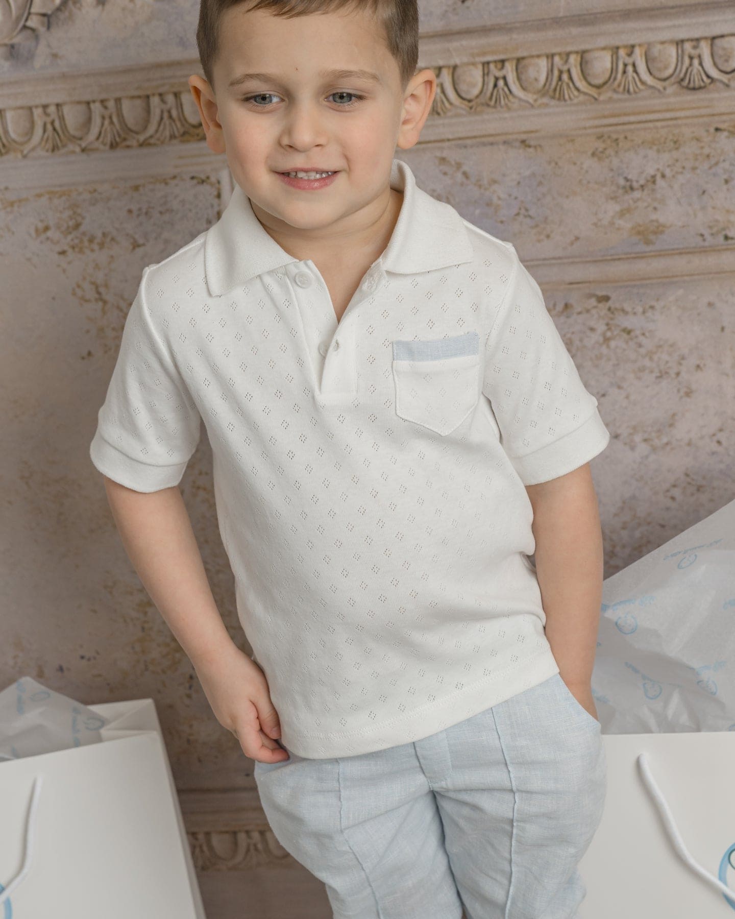 Charlotte White Boys' Polo Shirt