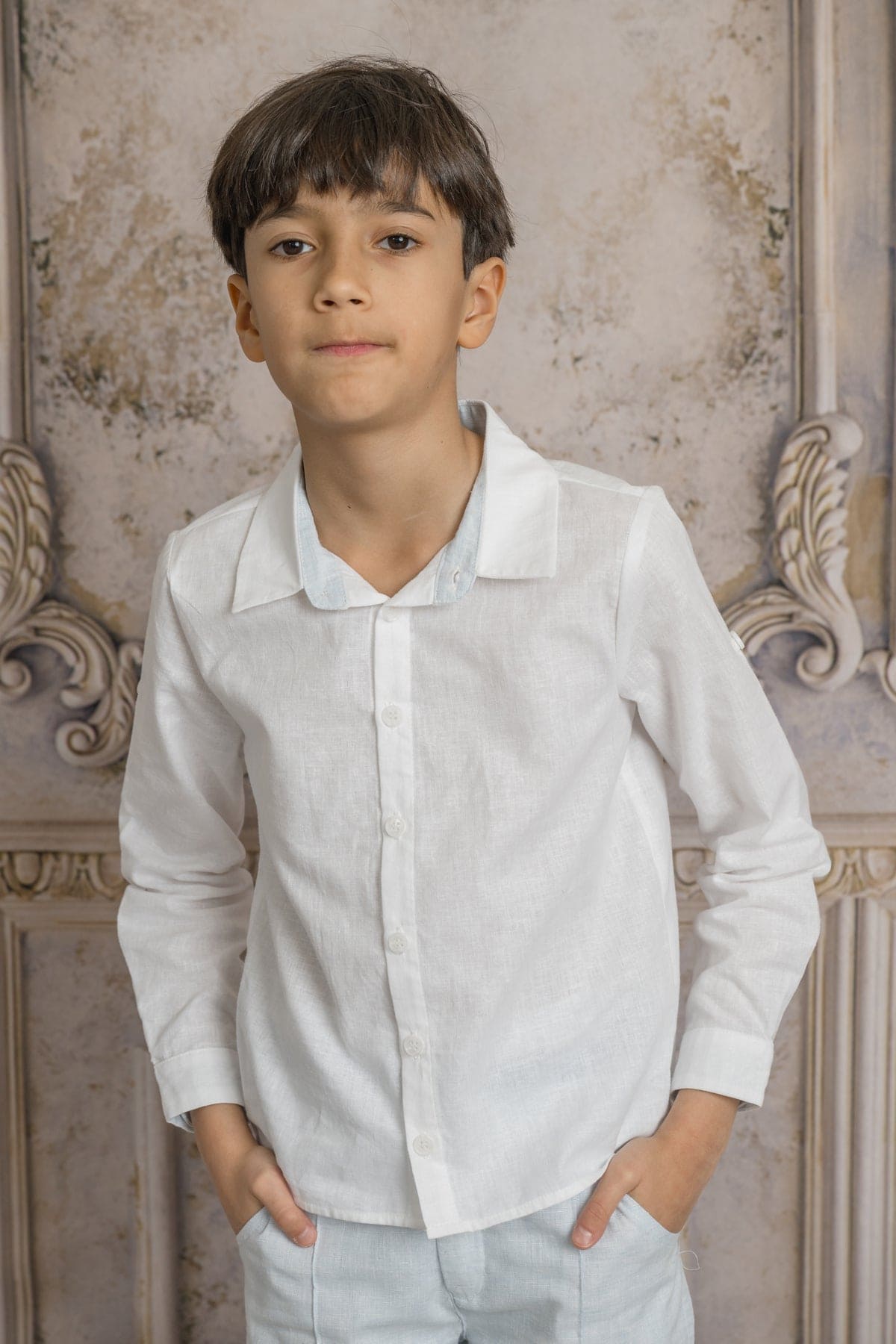 Charlotte Baby Blue Boys' Button Down Shirt