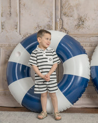 Monaco Black and White Striped Boys' Top and Shorts Set