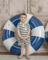 Monaco Black and White Striped Boys' Top and Shorts Set