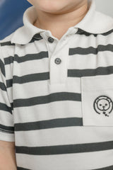 Monaco Black and White Striped Boys' Top and Shorts Set