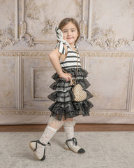 Monaco Black and White Striped Dress