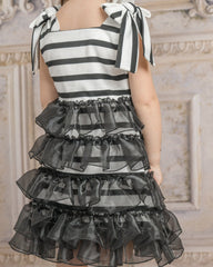 Monaco Black and White Striped Dress