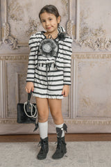 Monaco Black and White Striped Girls' Top and Shorts Set