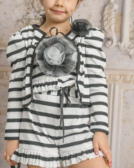 Monaco Black and White Striped Cardigan