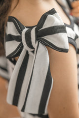 Monaco Black and White Striped Girls' Top and Shorts Set