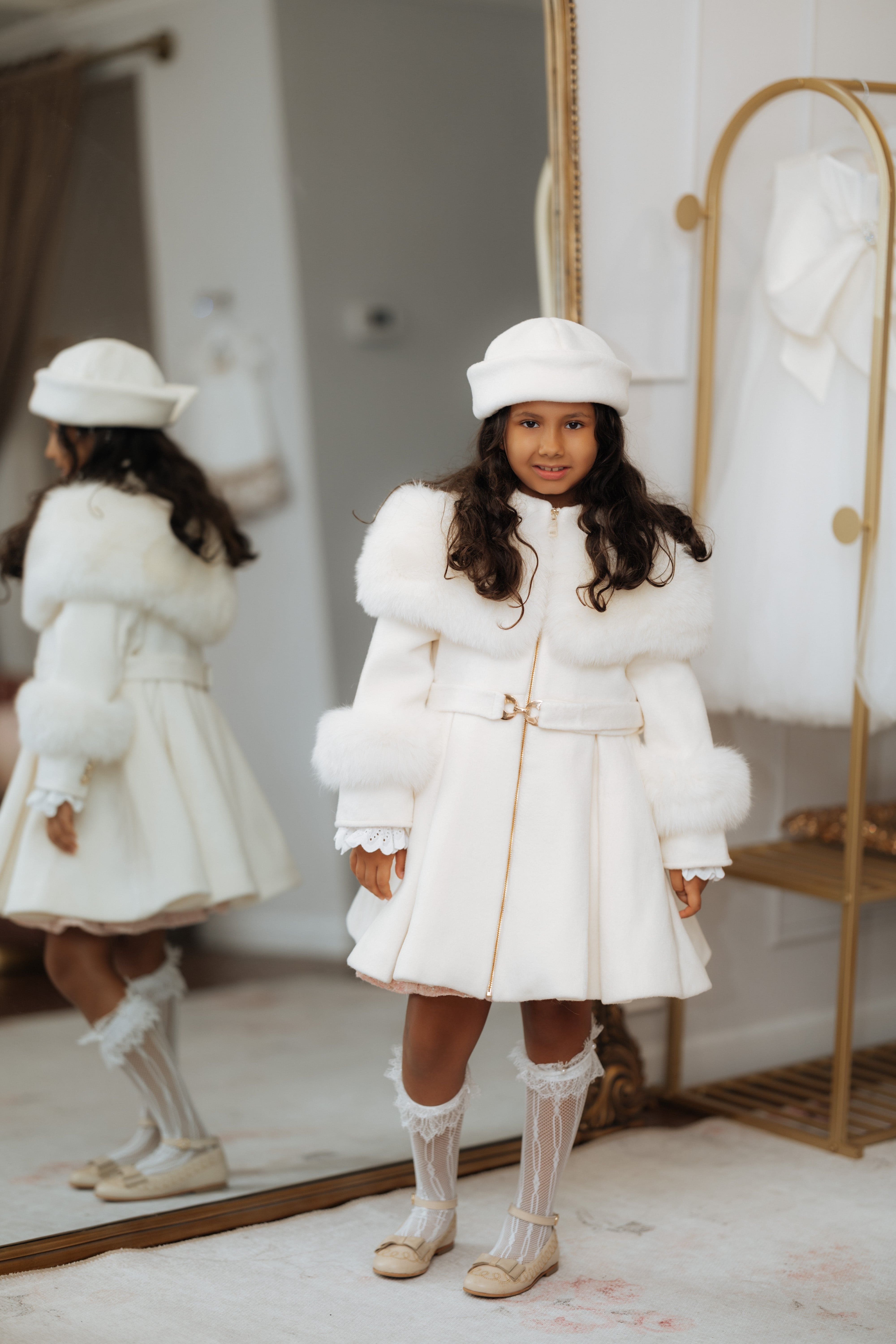 Klara Ivory Wool Fur Coat