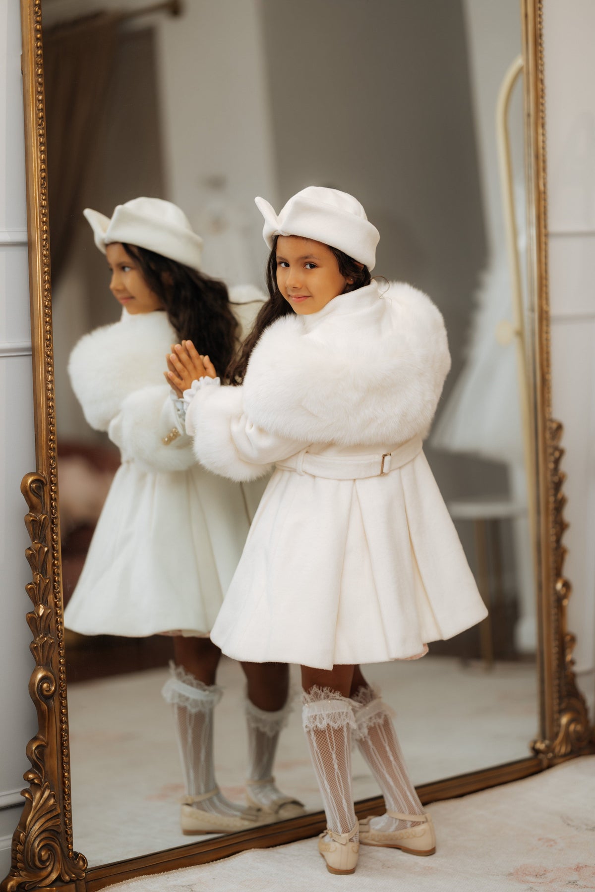 Klara Ivory Wool Girls' Boater Hat