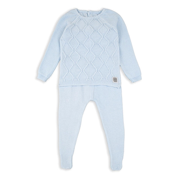 Celeste Knitted Diamond Print Cotton Baby Set
