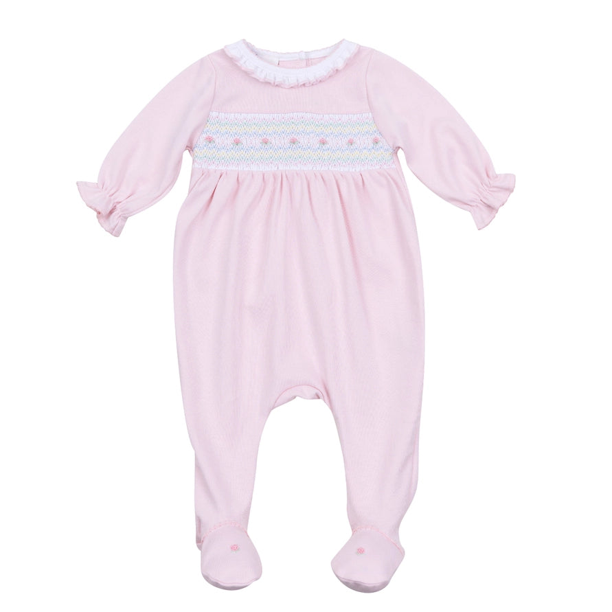 Junie's Classics Smocked Ruffle Footie — Pima Cotton Baby Girl Footie