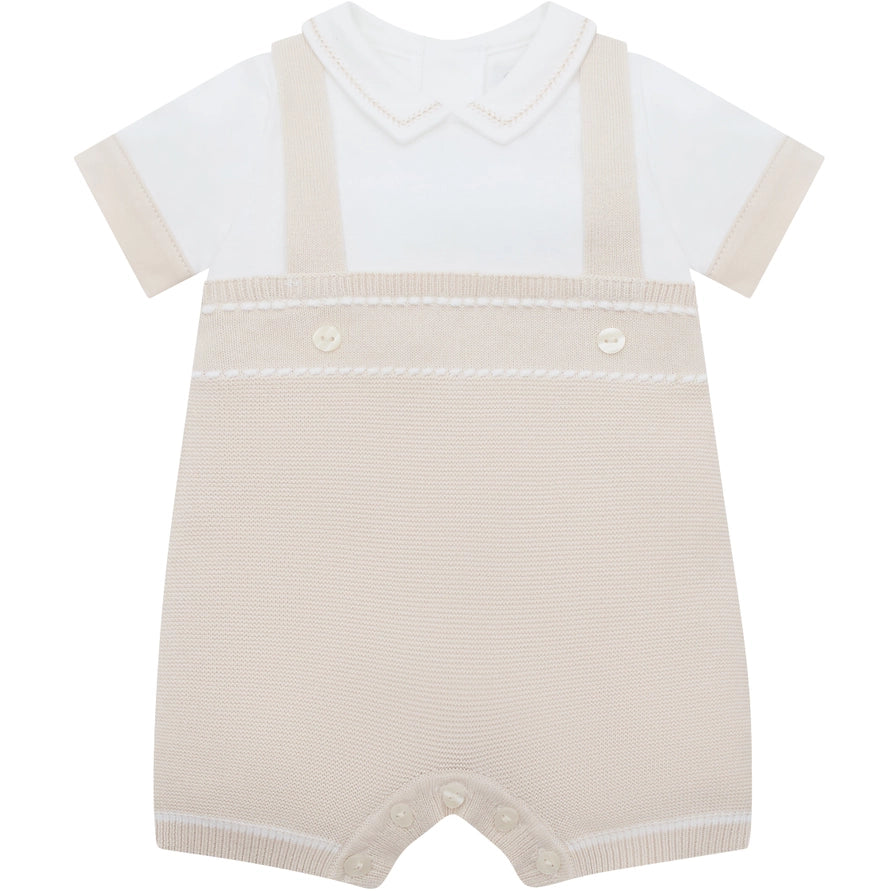 Lowe Baby Beige Mock Braces Romper