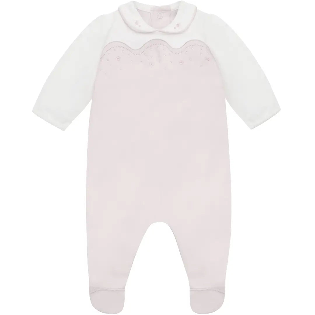 Leah Baby Girls Pink & White Cotton Babygrow