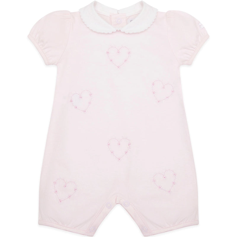 Jody Pink Girls Heart Embroidery Romper