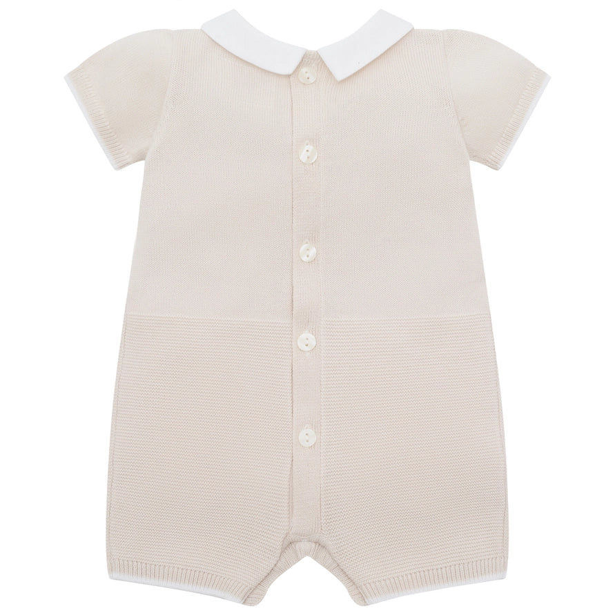 Logan Boys Beige Knit Pocket Detail Romper