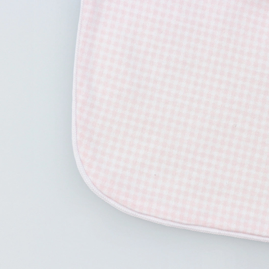 Pink Square Bib in Vichy Cotton Knit