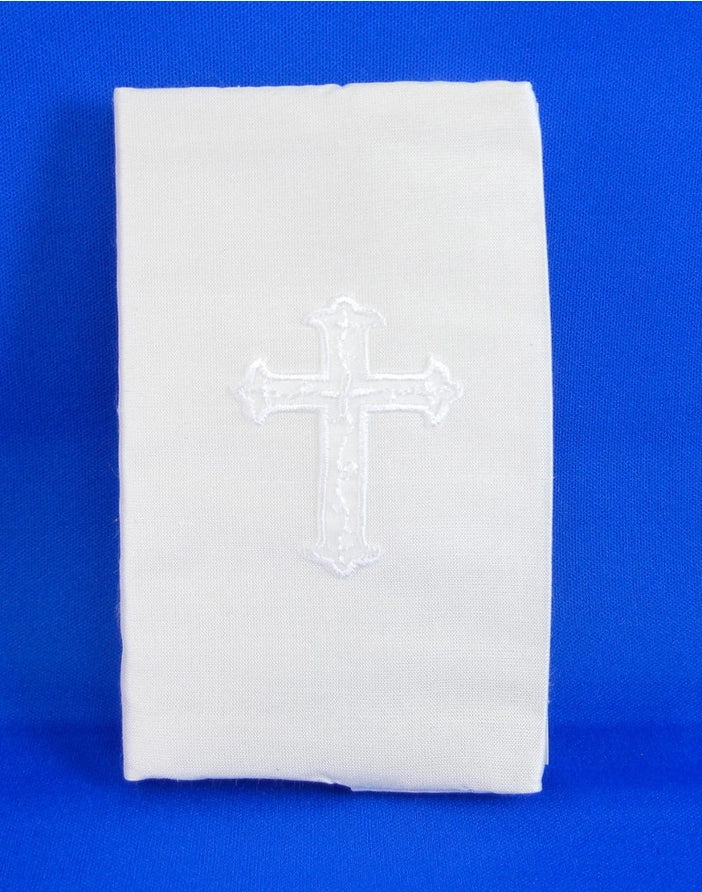 White Satin Covered Keepsake Baby Bible with Cross