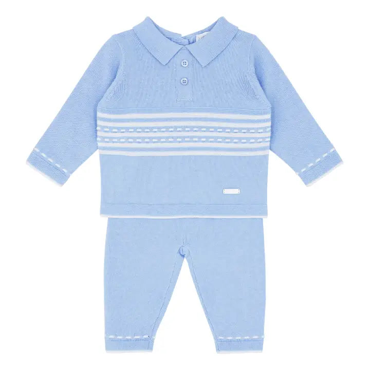 Blue Cotton Knit Two-Piece Set