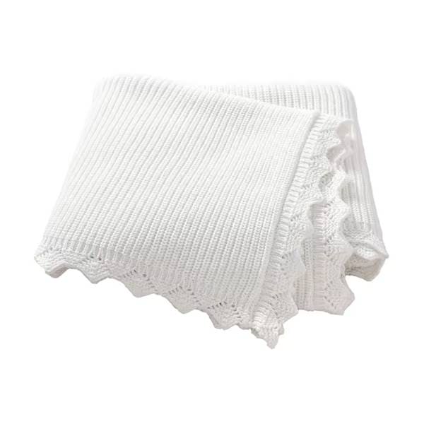 White Lace Knit Cotton Blanket