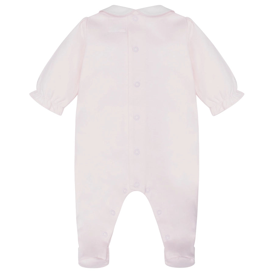 Karen Baby Girls Pink Floral Embroidery Babygrow