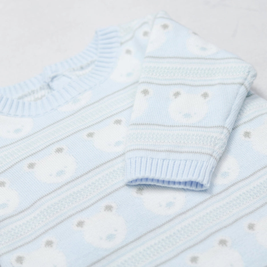 Harry Blue Knit Teddy All in One and Hat