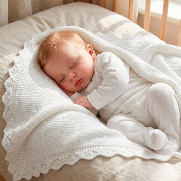White Lace Knit Cotton Blanket
