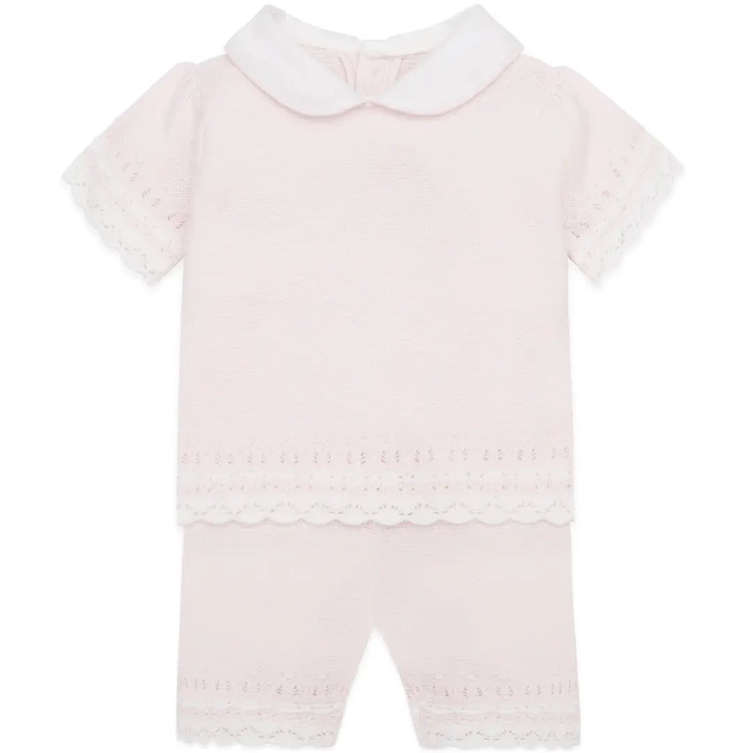 Judith Pink Girls Knit Top and Shorts Set
