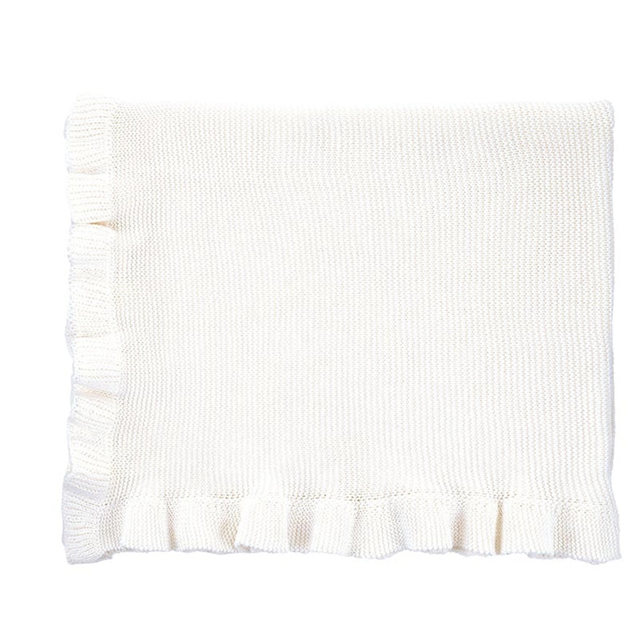 Ivory Knit Blanket with Ruffle