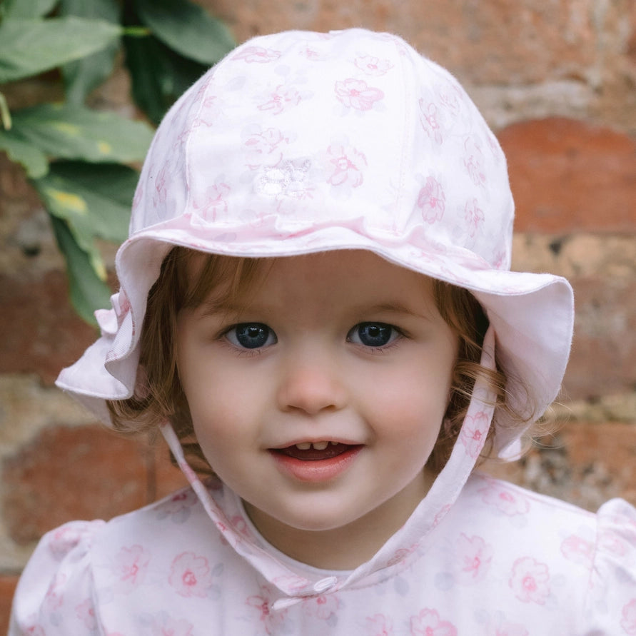 Jolene Baby Girls Pink Floral Print Sun Hat