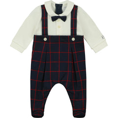 Elmo Navy Mock Dungaree Babygrow