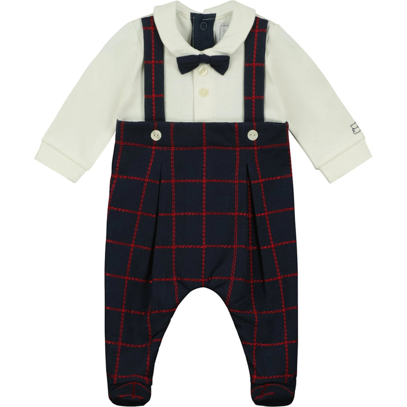 Elmo Navy Mock Dungaree Babygrow