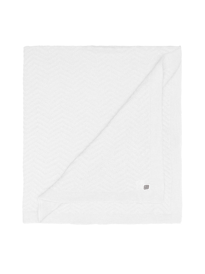 White Knitted Cotton Baby Blanket