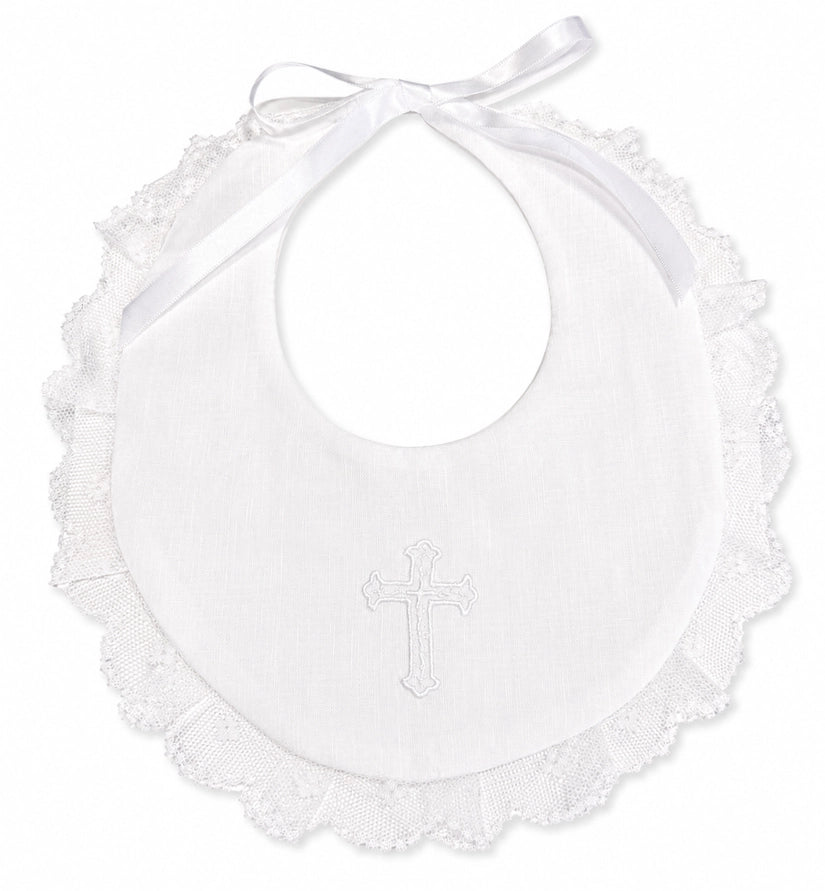 Baby Bib & Socks Christening Set w/ Lace