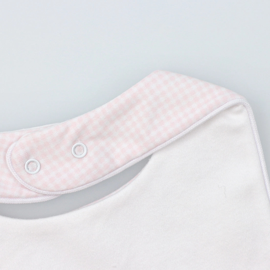 Pink Square Bib in Vichy Cotton Knit
