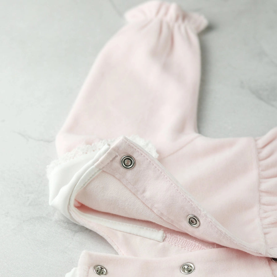 Katie Baby Girls Pink Velour Babygrow
