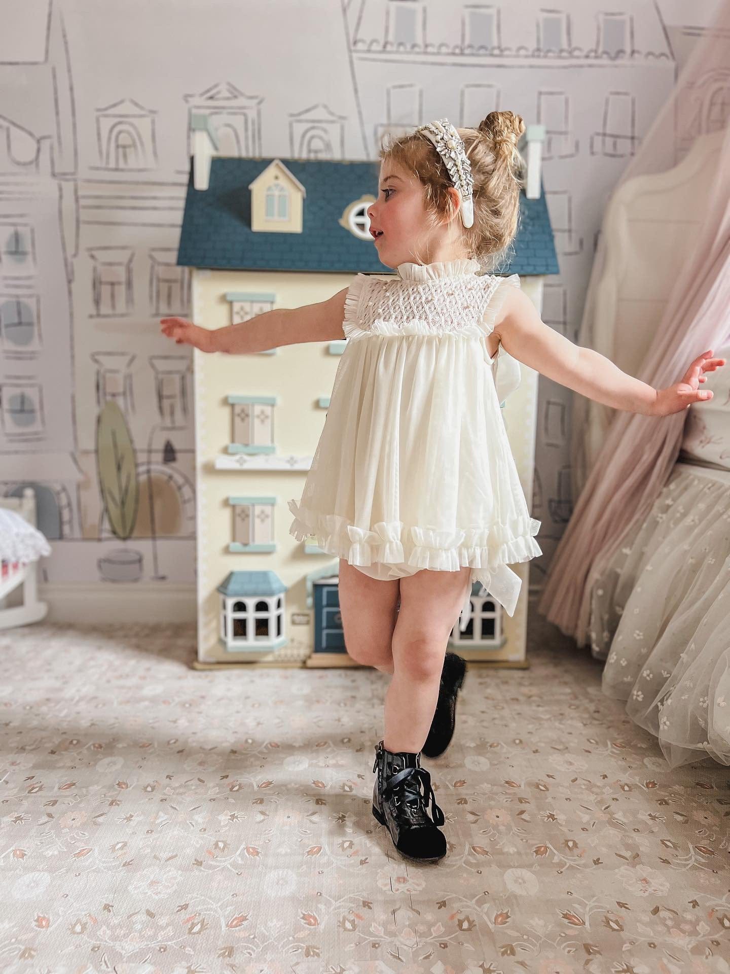 Bella Buttermilk Tulle Blouse and Bloomers Set - Petite Maison Kids