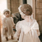 Helena Velour Beige Dress With Organza Sleeves - Petite Maison Kids