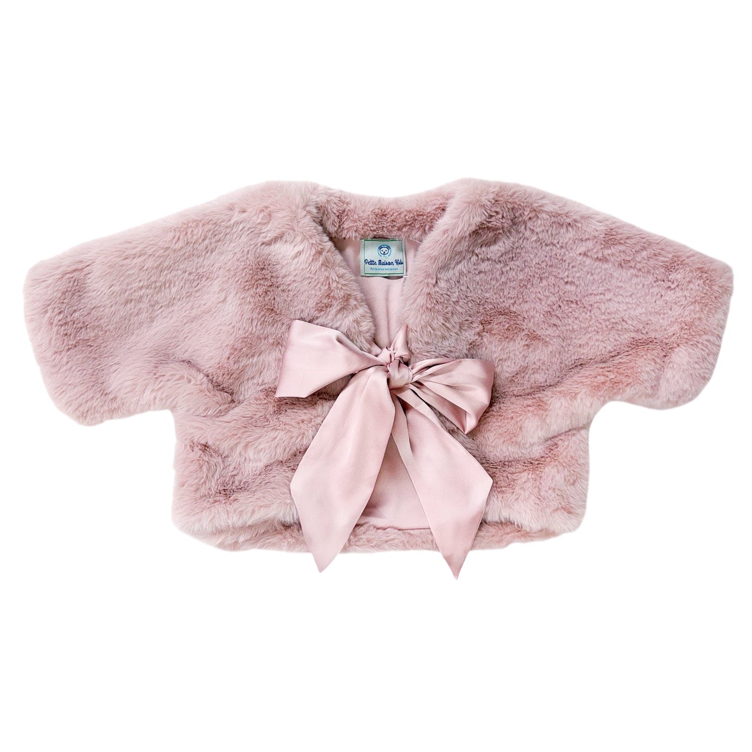 Pink fluffy shoulder faux fur bolero jacket