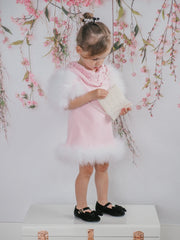Ella Knit Pink Feather Dress - Petite Maison Kids