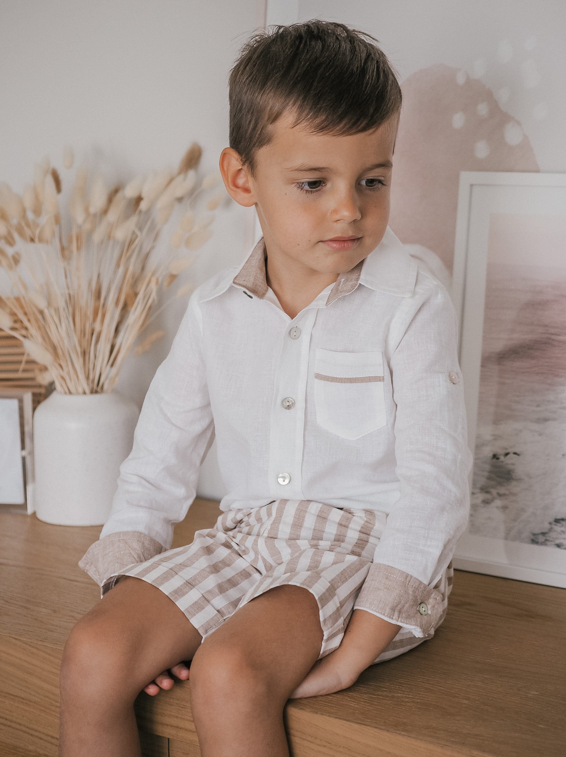 Ashton Striped Linen Shorts and Top Set - Petite Maison Kids