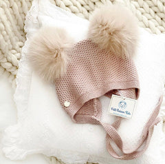 Honeycomb Dusty Pink Cashmere Bonnet - Petite Maison Kids