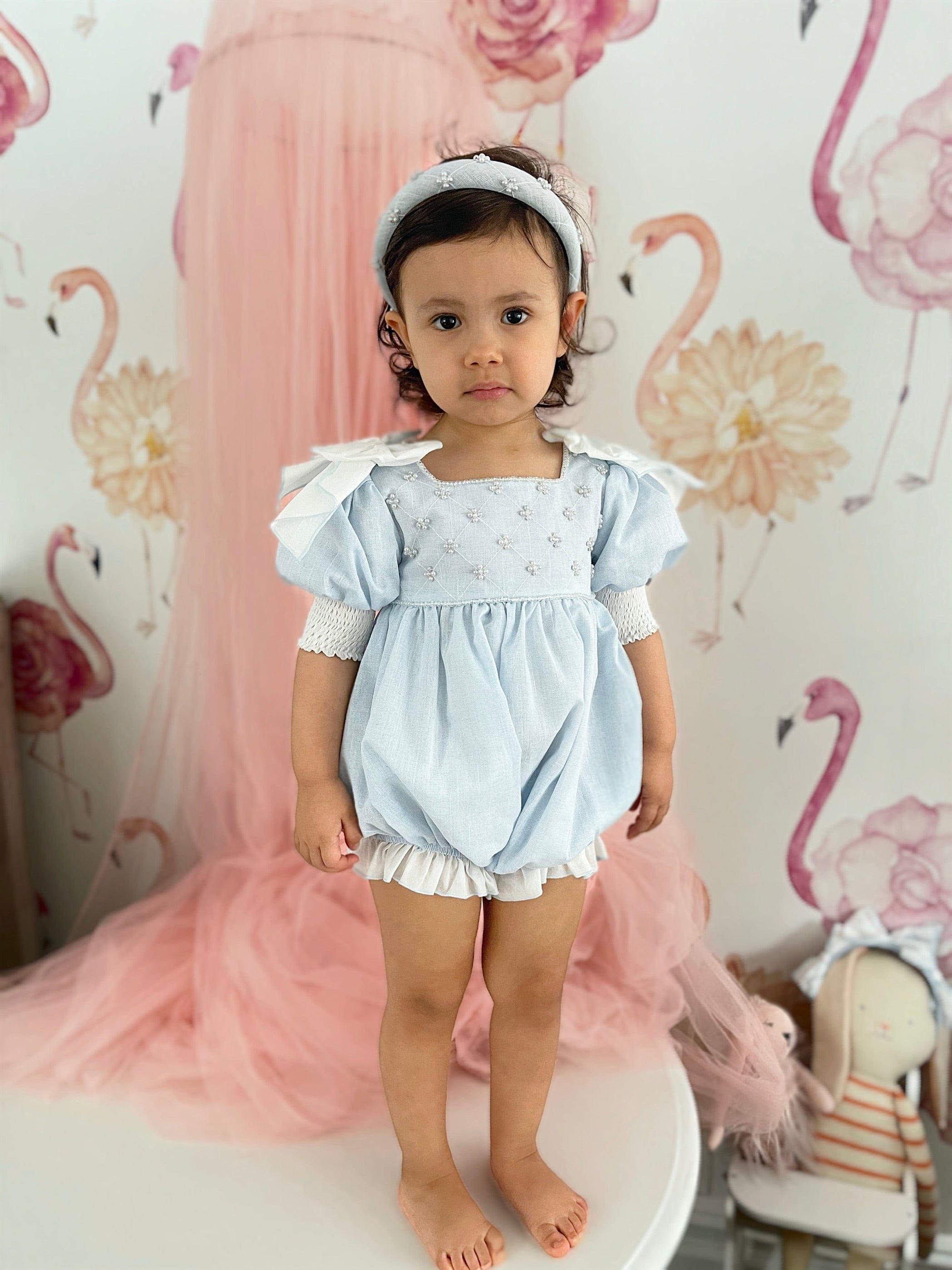 Charlotte Light Blue Linen Headband - Petite Maison Kids