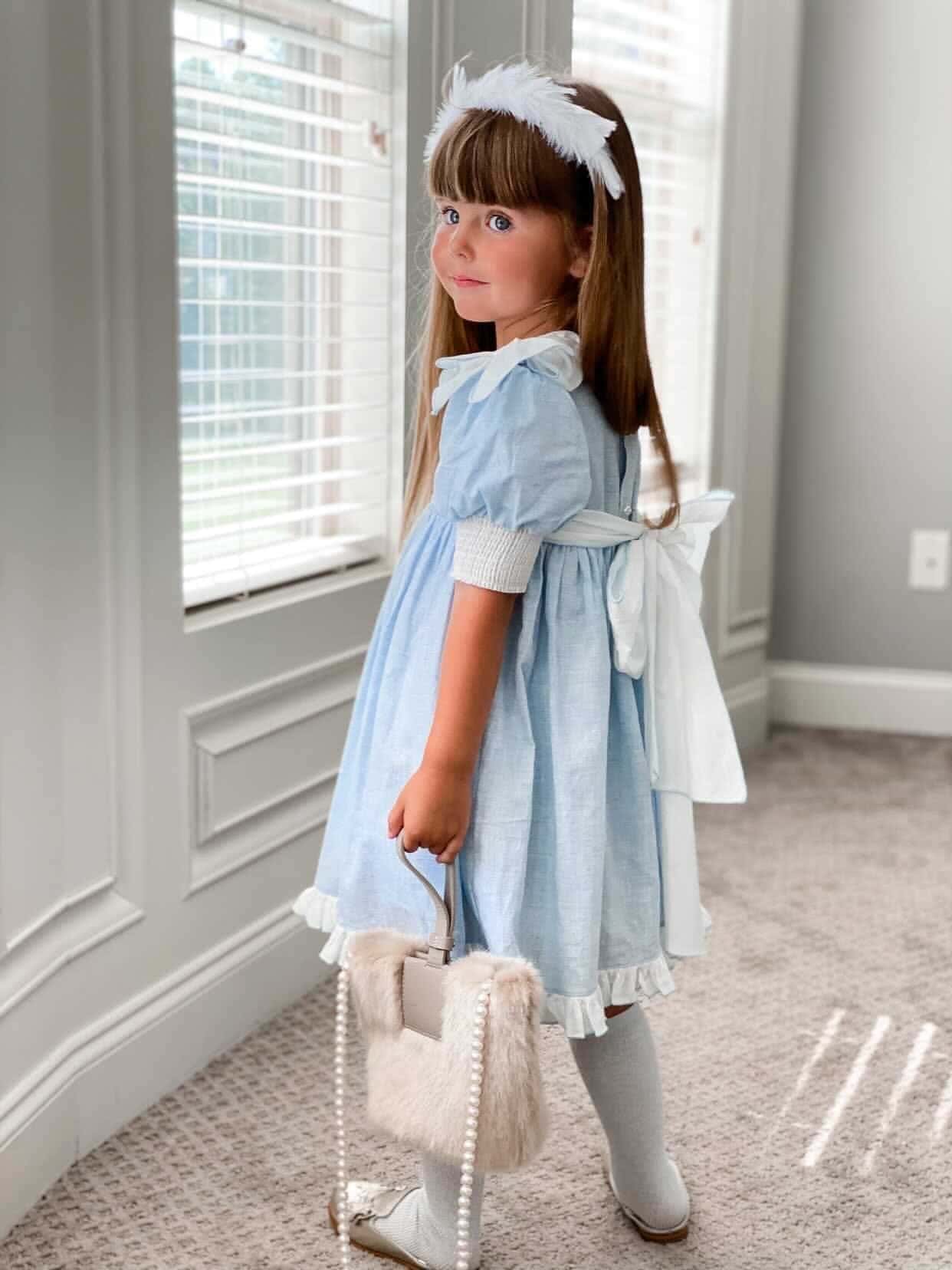 Charlotte Baby Blue Linen Dress - Petite Maison Kids