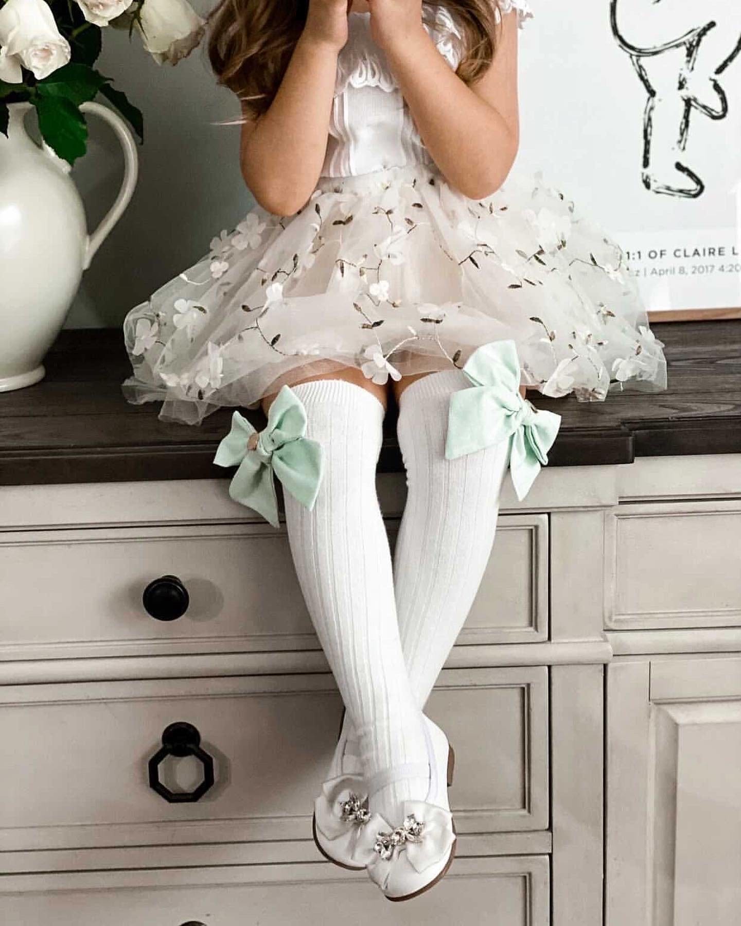 Emma Linen Bow Socks - Petite Maison Kids