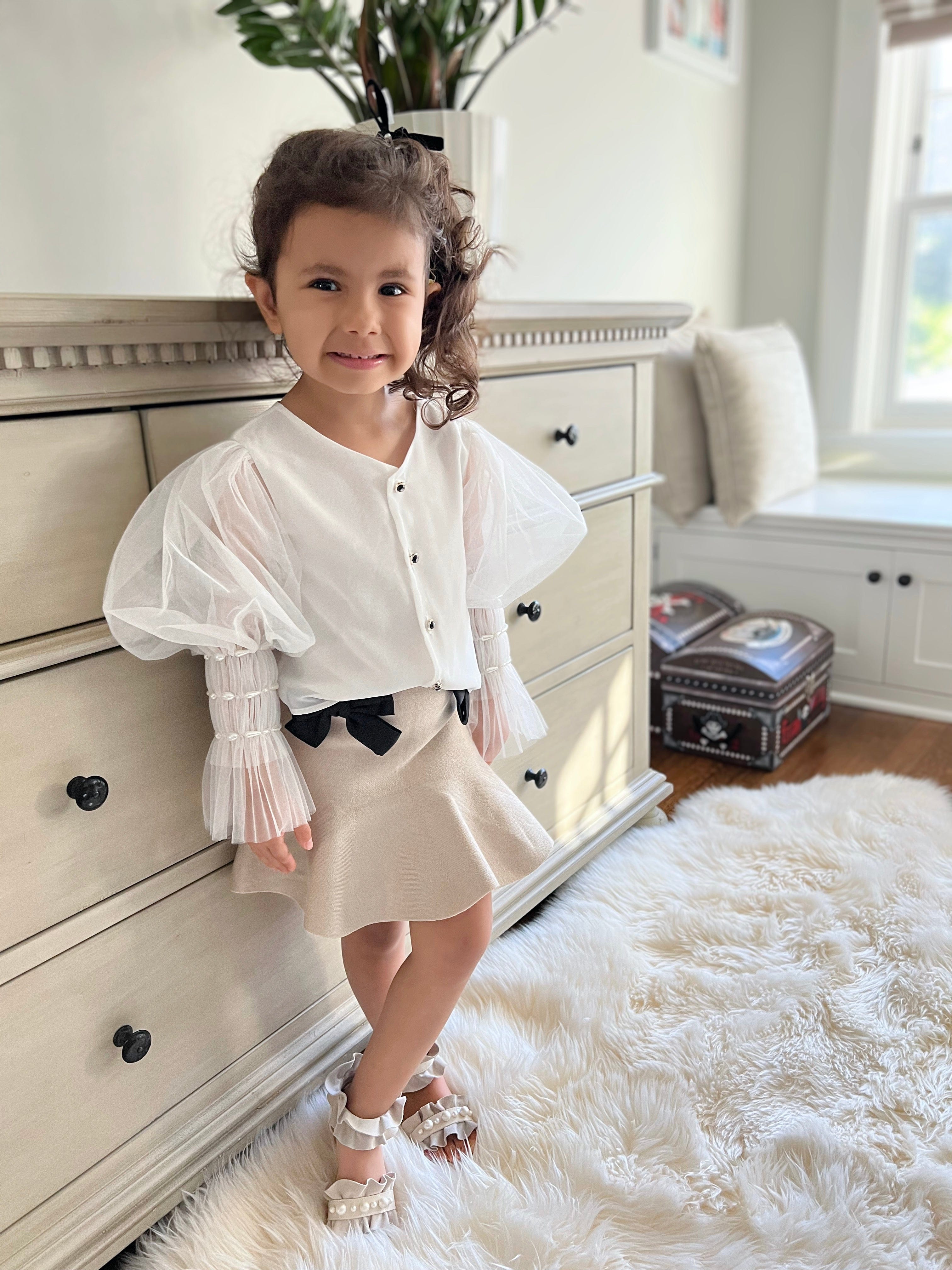 Flare Skirt with Satin Bows - Petite Maison Kids