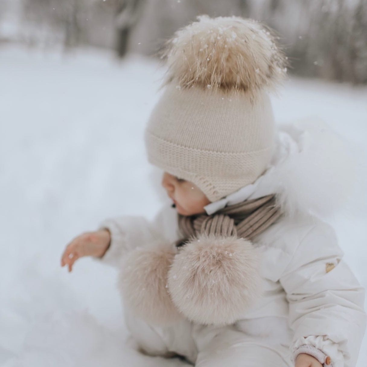 Oatmeal Cashmere Pom Hat - Petit Maison Kids