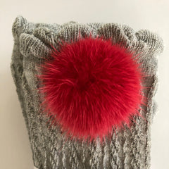 Grey Knee High Socks with Poms - Petit Maison Kids