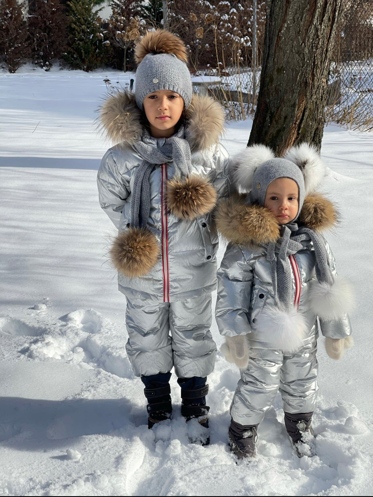 Honeycomb Grey Cashmere Pom Scarf - Petite Maison Kids
