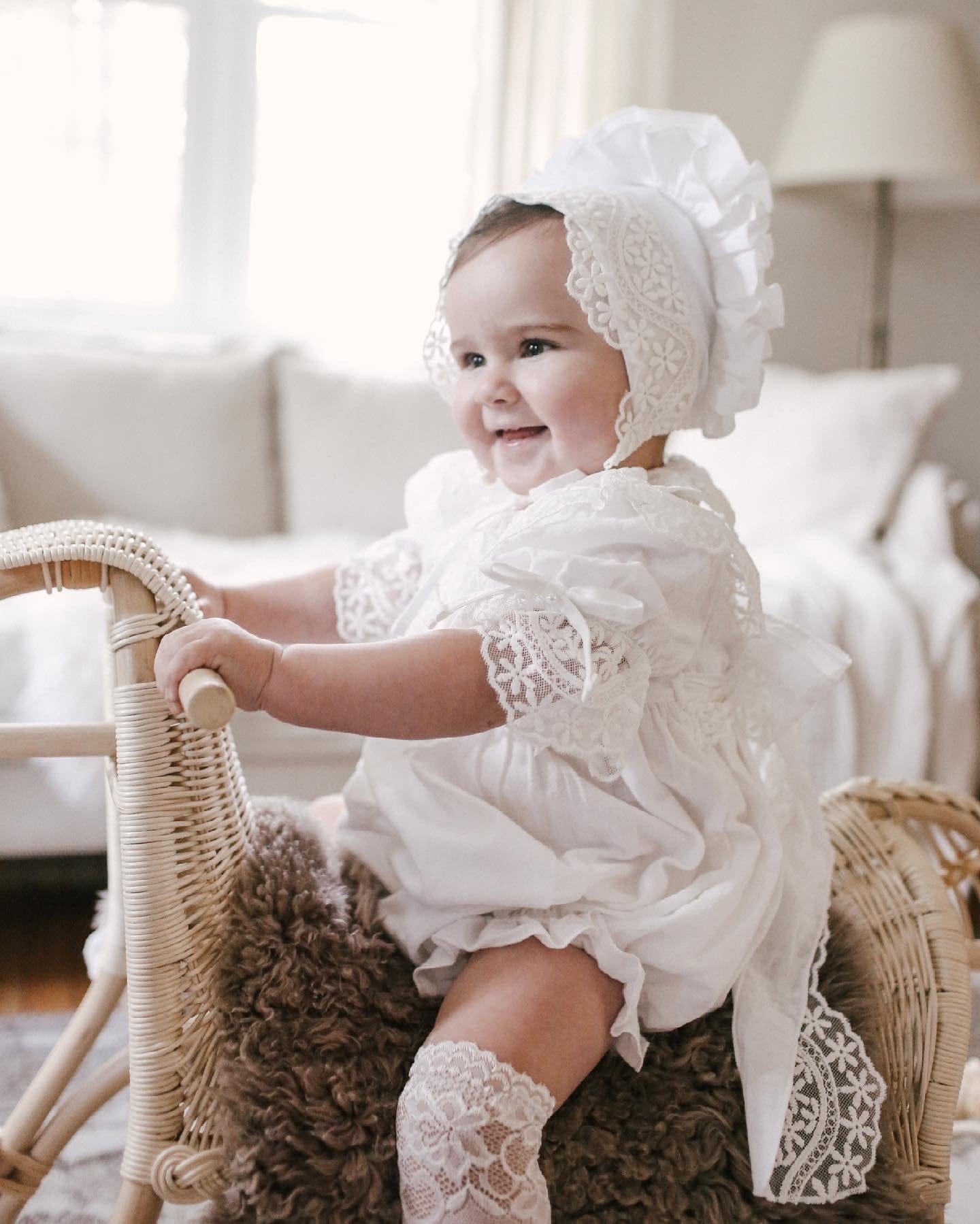 Katherine Embroidered Linen Bonnet - Petite Maison Kids