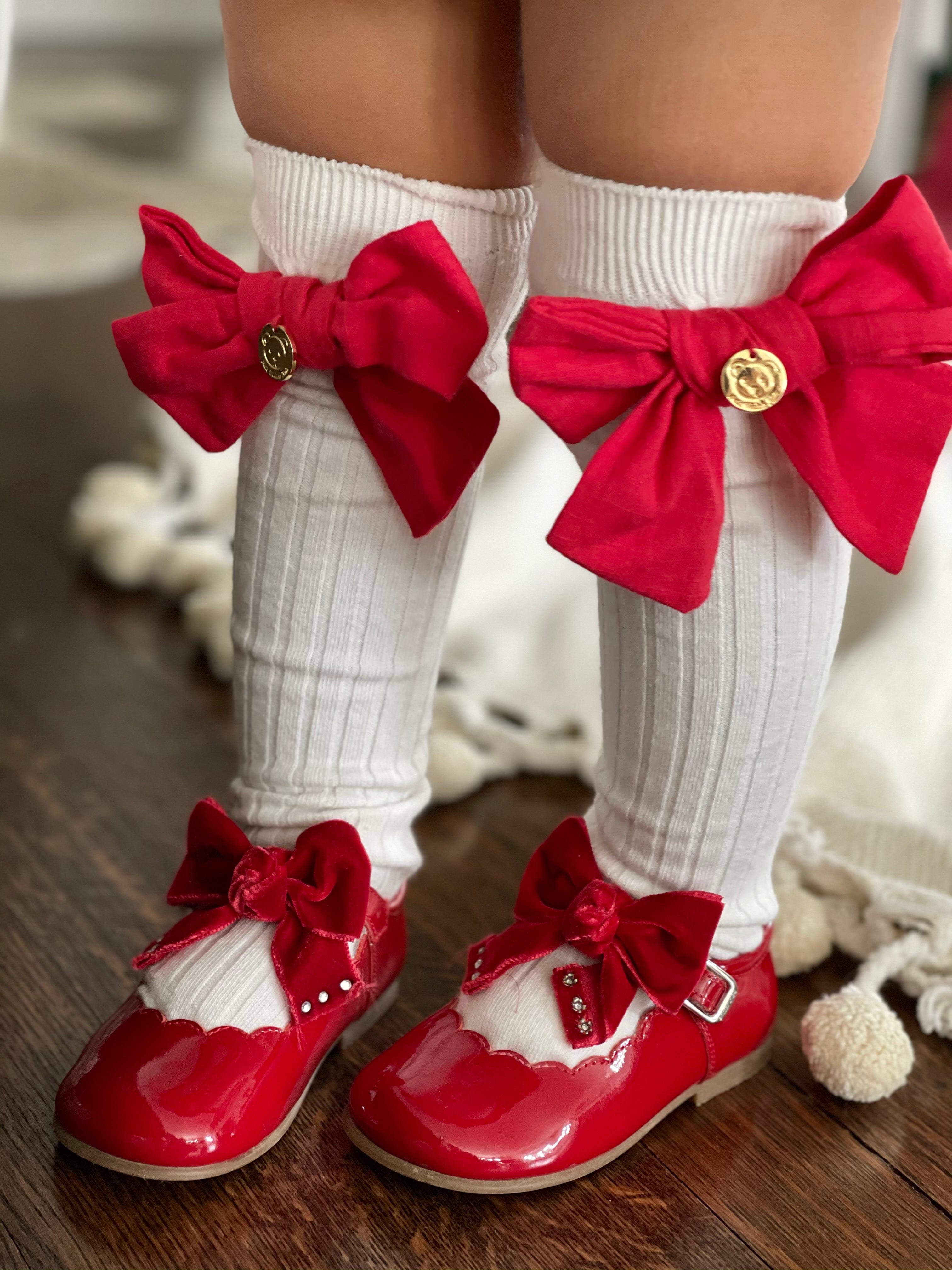 Emma Linen Bow Socks - Petite Maison Kids