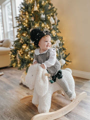 Grey Knee High Socks with Velvet Bows - Petite Maison Kids